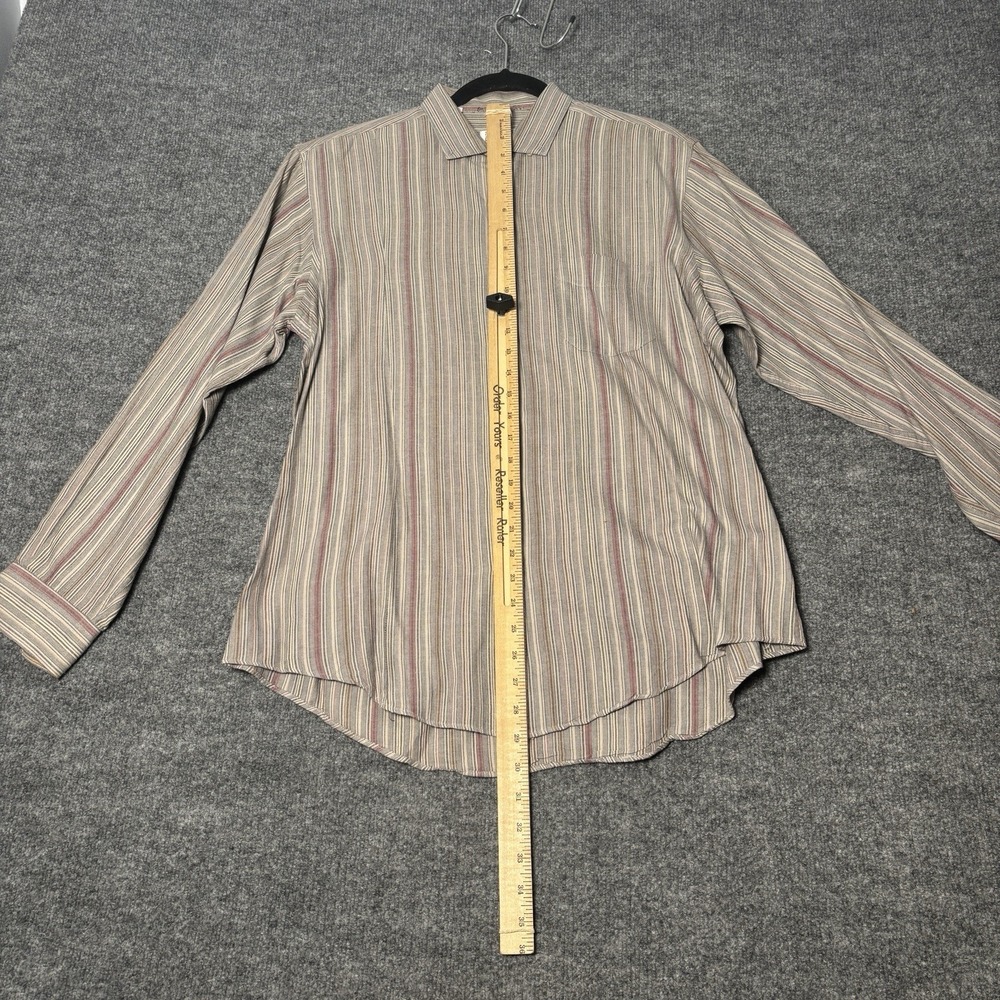 Ruff Hewn Button Down Shirt Men's L‎ Classic Fit Tan Striped Cotton NPL 16/16.5 - Picture 10 of 16
